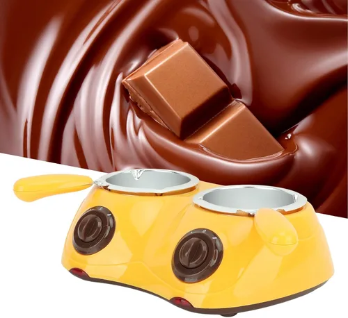 Vista 6 de Fondue eléctrica de chocolate, olla para derretir chocolate, simple de 20 W, 2 ajustes de temperatura para vacaciones para mantequilla (amarillo)