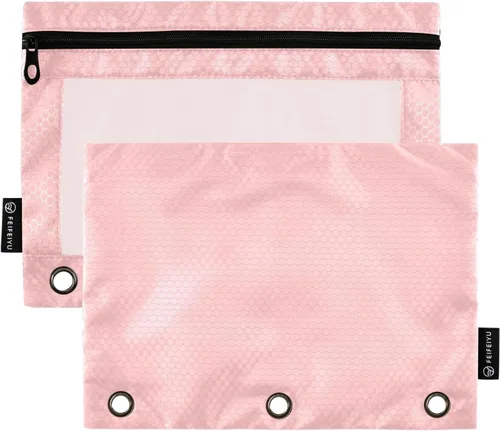Vista 15 de Firebrick Zipper Pencil Pouch for 3 Ring Binder with Clear Window,Pencil Case 2 Pack Firebrick