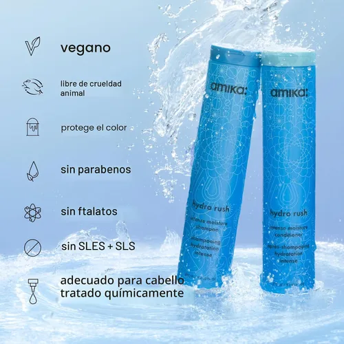 Vista 9 de amika hydro rush intense moisture shampoo with hyaluronic acid