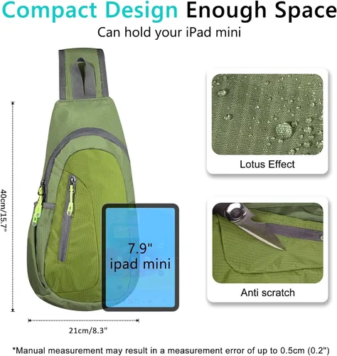 Vista 4 de TITECOUGO Bolso bandolera pequeño, mochila cruzada ligera para hombres y mujeres, bolsa de hombro para deportes y exteriores