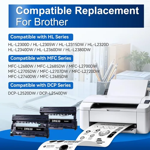 Vista 3 de InkNI Reemplazo de tambor compatible (no tóner) para tambor Brother DR630 DR 630 para HL-L2300D HL-L2320D HL-L2305W MFC-L2700DW HL-L2360DW