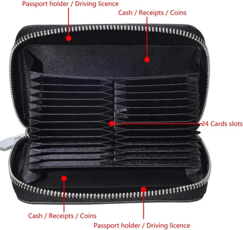 Vista 5 de Easyoulife Funda de cuero genuino para tarjetas de crédito RFID Travel Passport Wallet