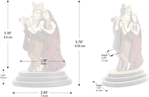 Vista 6 de Estatua tallada en madera de Radha Krishna de 4 pulgadas en maderas duras exóticas - Ídolo de Radha Krishna de madera multicapa hecho a mano