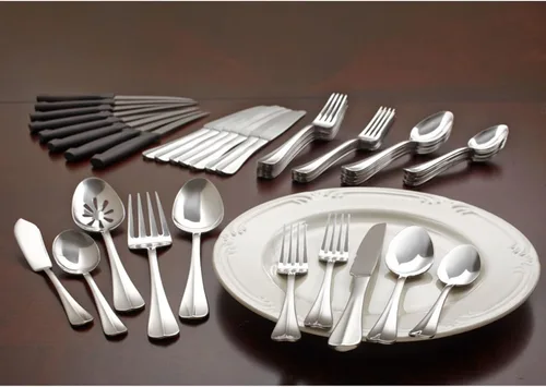 Vista 6 de International Silver Simplicity - Juego de cubiertos de acero inoxidable de 53 piezas con utensilios para servir, servicio para 8 personas