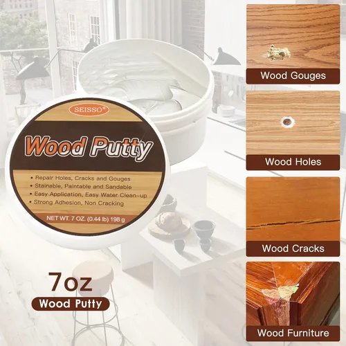 Vista 5 de SEISSO Kit de reparación de muebles de madera, rellenos de reparación de madera de 12 colores con masilla de madera. Se utiliza para manchas