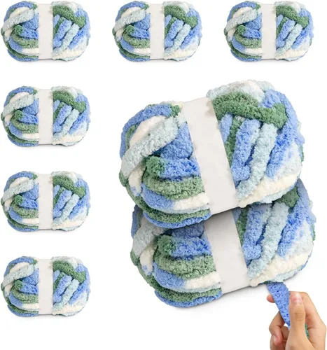 Vista 28 de Hilo voluminoso de terciopelo súper suave, azul ártico, 2.2 libras, 36 yardas Tejer a mano, Tejido de punto, Para manta, Almohadas, Bolso, Manta