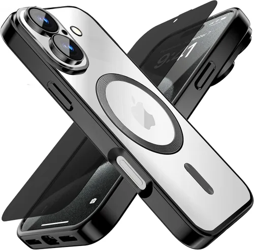 Vista 33 de Misscase Funda MagSafe compatible con iPhone 14 Pro con protector de lente de cámara, protección completa, funda magnética transparente compatible