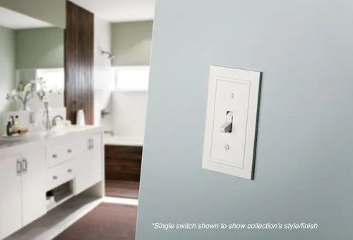 Vista 2 de Franklin Placa de pared/placa para interruptores/funda, simple, de arquitectura clásica, de bronce, Blanco, W35242-PW-C