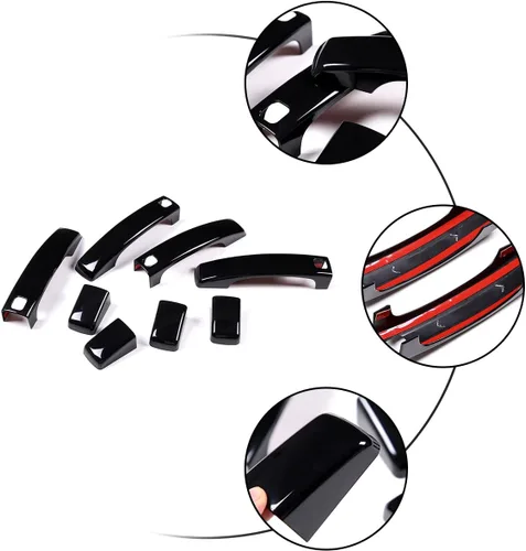 Vista 7 de Cubierta de manija de puerta en negro brillante para Land Rover Range Rover Sport 2010-2013 / Discovery 4 LR4 2009-2016 con 4 cerraduras inteligentes