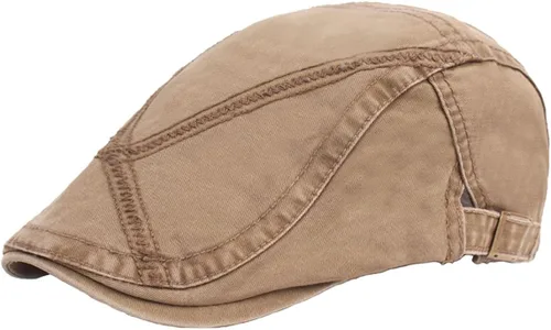 Vista 4 de Boina monocromática de algodón plano, gorra de Newsboy, gorra de conducción