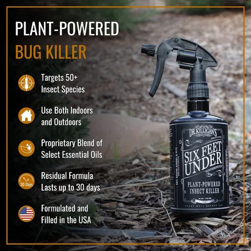 Vista 2 de Dr. Killigan's Six Feet Under Plant Powered Insect Killer Spray Control natural de plagas de interior Pulgas, polillas de despensa y ropa