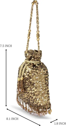 Vista 4 de Aheli Indian Potli - Bolsas de noche para mujer, estilo étnico, con cordón