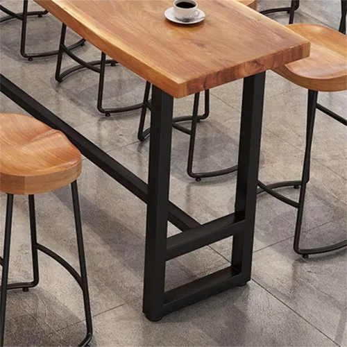 Vista 7 de LAKIQ Mesa de bar de madera maciza, moderna mesa rectangular de altura de barra con reposapiés, mesa de centro de comedor para sala de estar