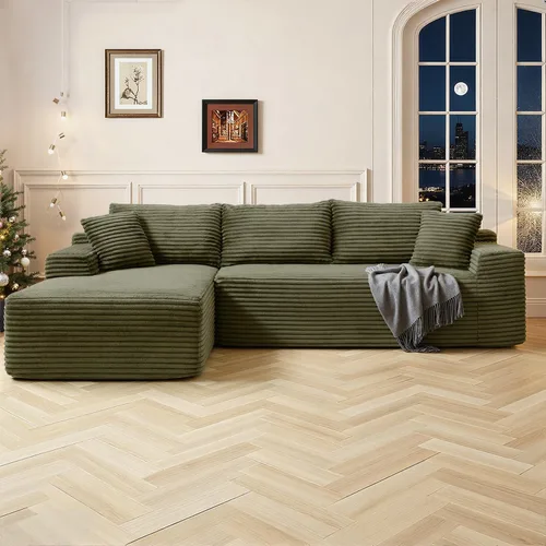 Vista 29 de Cloud Sofá modular moderno de 108 pulgadas con asiento profundo, sofás de pana sin hueso con diván en forma de L para sala de estar, no requiere
