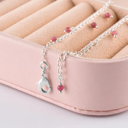 Vista 11 de Yanara Tobilleras de piedras preciosas para mujer, piedra natal natural, chapada en plata, joyería hecha a mano en 8.5 + 1.5 pulgadas, cristales