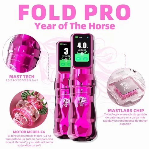Vista 2 de Mast Tattoo Kit de pistola de tatuaje inalámbrica Fold Pro Rosa