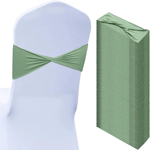 Vista 18 de Kinlop 50 Piezas Bandas de Spandex para Sillas Lazos Bandas para Sillas Bandas Deslizantes para Fundas Bandas Elásticas Lazos Sin Hebilla Azul