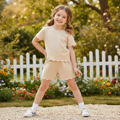Vista 3 de Aalizzwell Traje de verano para niña pequeña 2-5T Albaricoque