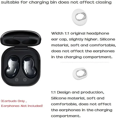 Vista 6 de 8 pares L/S Galaxy Buds Live Ear Tips de repuesto para auriculares, color blanco