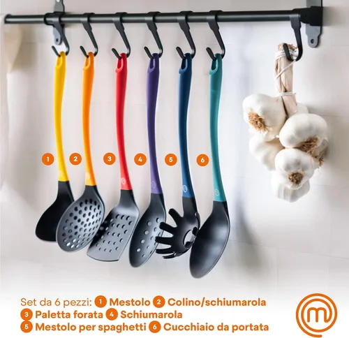 Vista 2 de MasterChef Herramientas de cocina de 6 piezas hechas de material resistente al calor, resistente al calor, con elegantes asas suaves y multicolor
