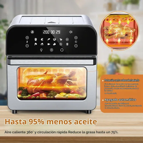 Vista 4 de WHALL Freidora de aire, horno freidora de aire de 5.5 cuartos de galón con pantalla táctil digital LED, funciones de cocción 12 en 1, cesta apta