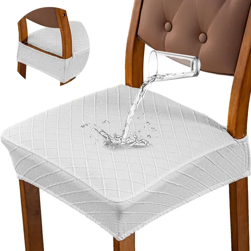 Vista 19 de Fundas de asiento impermeables para sillas de comedor, fundas para sillas de comedor y cocina (beige, 2 piezas) Jacquard Removable Machine
