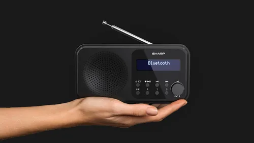 Vista 5 de SHARP DR-P420(BK) Tokyo Portable Digital Radio - Bluetooth 5.0, DAB+/FM, Compact, USB-/Battery Operated, Dual Alarm, 40 Memory Slots, 3.5mm