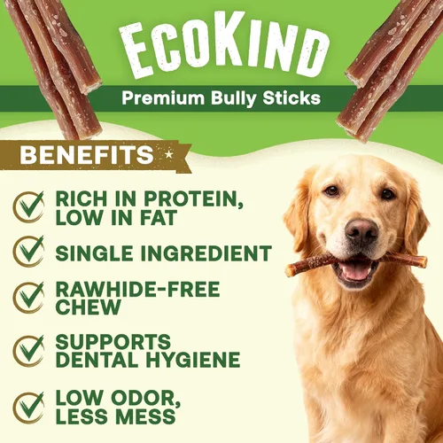 Vista 2 de EcoKind Pet Treats Palitos masticables totalmente naturales de 4 pulgadas para perros Bolsa de 16 onzas Deliciosos masticables ricos