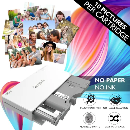 Vista 3 de SereneLife - Impresora fotográfica portátil instantánea móvil, tamaño de bolsillo compacto, fácil para viajes, impresión de imágenes