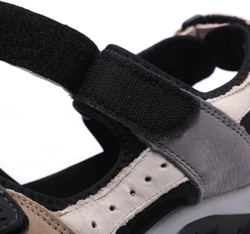 Vista 3 de Harssidanzar Sandalias de cuero para mujer, sandalias para exteriores, sandalias de senderismo, sandalias casuales para caminar, sandalias de playa