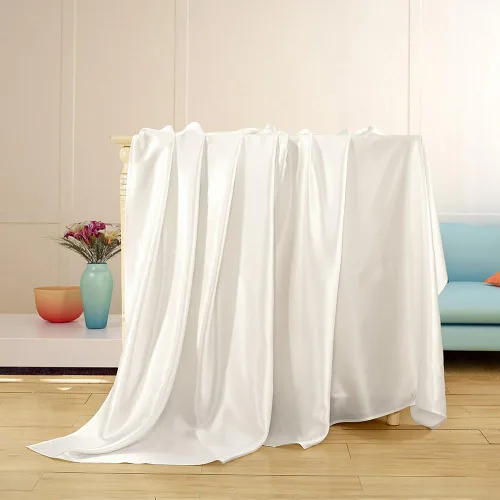 Vista 4 de LilySilk Juego de ropa de cama de seda de 4 piezas de seda de morera de 25 Momme, tamaño Queen, marfil, 1 sábana bajera, 1 sábana encimera, 2 fundas