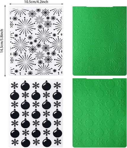 Vista 3 de Patelai 4 carpetas navideñas de plástico en relieve, campanas de copo