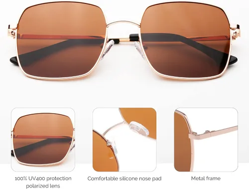 Vista 6 de JOO'RTI Polarized Square Oversized Sunglasses UV Protection for WomenMen