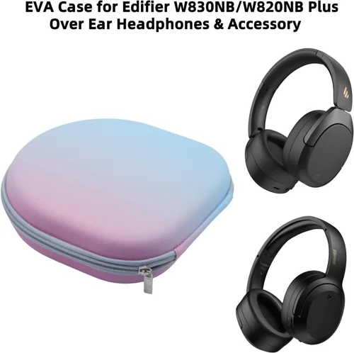 Vista 2 de Funda rígida EVA para auriculares Edifiers W820NB Plus, funda rígida de transporte compatible con auriculares y accesorios W820NB Plus, a prueba