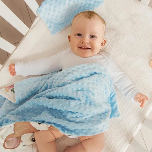 Vista 4 de Manta de bebé personalizada, manta de felpa suave con respaldo de puntos de doble capa para niños y niñas, nombre personalizado con diseño de animal