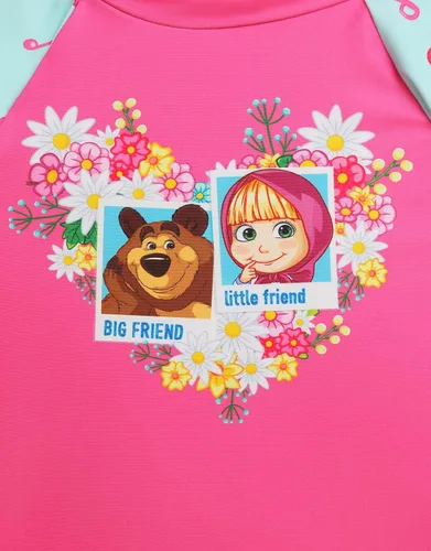 Vista 3 de Masha and the Bear Conjunto de traje de baño de manga larga para niñas
