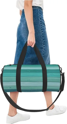 Vista 4 de Large Duffle Bag for Travel - Retro Cyan Wood Grain B Print Gym Bag for Women Men, Travel Foldable Bags for Women Men with Zippered Multiple Pockets