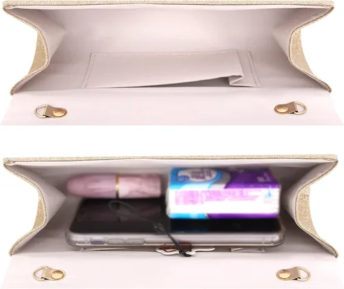 Vista 4 de Gabrine Bolso envolvente de noche para mujer bolso de mano lentejuelas brillantes material de tela para bodas fiestas bailes de graduación