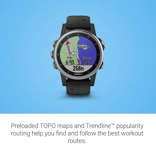 Vista 4 de Garmin fēnix 5 Plus, reloj inteligente con GPS multideporte premium, cuenta con mapas topográficos de color, monitoreo de frecuencia cardíaca