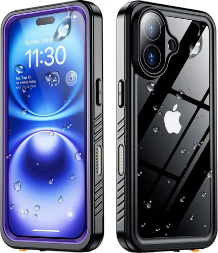 Vista 23 de SPIDERCASE Funda impermeable para iPhone 12 Pro Max, lente integrada y protector de pantalla, protección completa resistente, 12 pies, a prueba