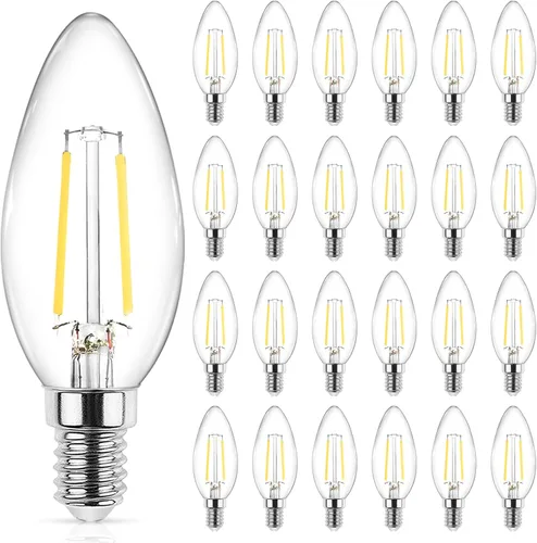 Vista 19 de Ascher - E12 - Paquete de 5 bombillos LED clásicos de candelabro de 4 vatios, equivalentes a 40 vatios, luz blanca y cálida de 2700 K, no Blanco