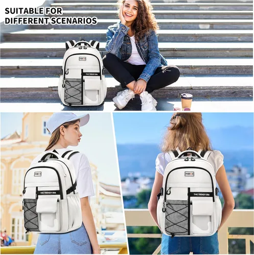 Vista 6 de Mochila para estudiantes adolescentes, material encriptado, múltiples compartimentos y mochila de gran capacidad con bolsillos antirrobo, mochilas