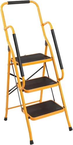 Vista 8 de Escalera plegable de 2/3/4, taburete de escalera con cómodo mango antideslizante, resistente y pedal ancho, taburete portátil de acero de 330
