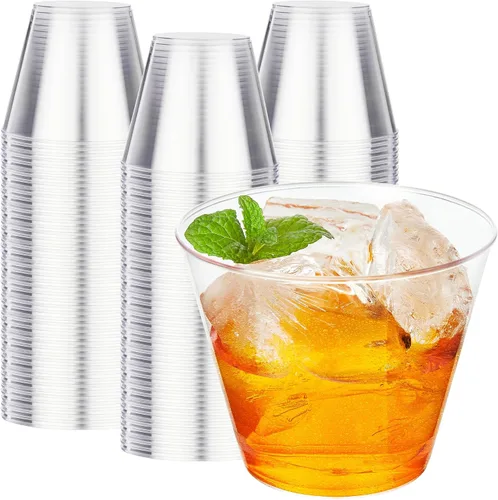 Vista 14 de RACETOP Vasos de plástico desechables transparentes de 9 onzas, paquete de 50 vasos de plástico transparente, vasos de fiesta resistentes, vasos