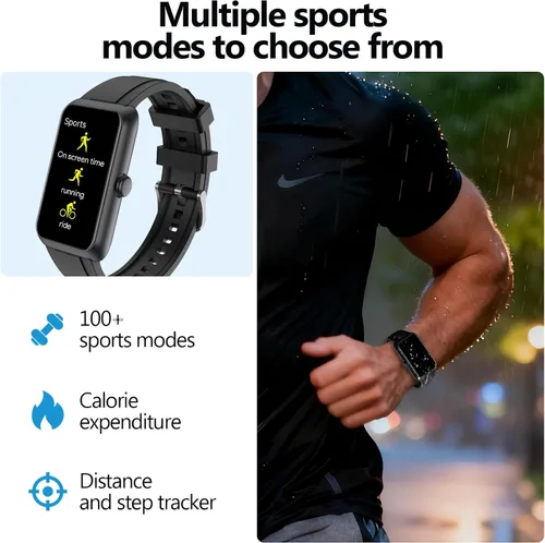 Vista 3 de MOLOUTRK T11 - Rastreador de actividad física con monitor de frecuencia cardíaca/sueño, más de 100 modos deportivos, relojes inteligentes