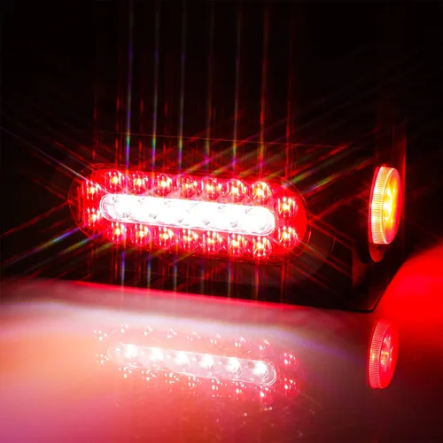 Vista 7 de RONSTA Kit de 2 cajas de acero para luces de remolque con luces traseras LED ovaladas rojas/blancas de 6 pulgadas y luces laterales redondas rojas