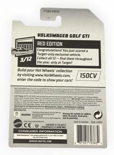 Vista 2 de Hot Wheels Volkswagen Golf GTI - negro - Red Edition 19/250