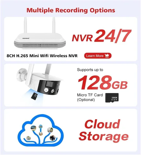 Vista 5 de Cámara IP de seguridad para exteriores WiFi de doble lente