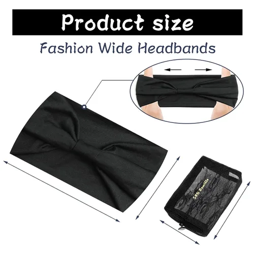 Vista 3 de S&N Remille Diadema ancha bohemia, diadema grande para mujer, diadema elástica antideslizante para torsión, accesorios para deportes, yoga y correr