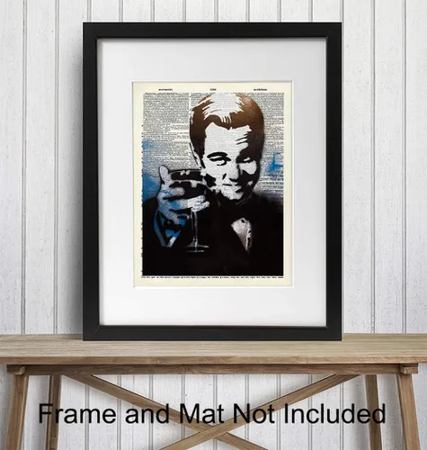 Vista 2 de Póster de Banksy Leonardo DiCaprio para pared, decoración única del hogar para bar, cocina, oficina, regalo de felicitación para celebración